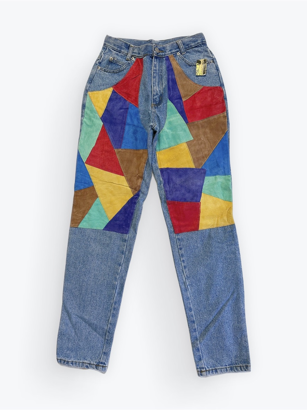 Vintage Colorblock Patchwork Denim Jeans - Multicolor